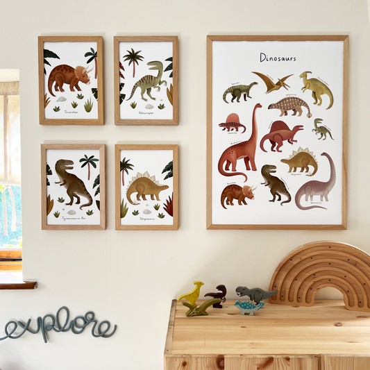 Kid Of The Village Dinosaur Fine Art Print - White