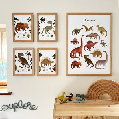 Kid of the Village Dinosaur Fine Art Print - White