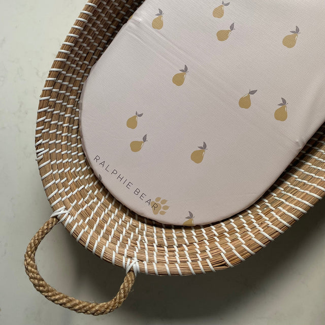 Ralphie Bear Changing Basket Mat Liner - Pears