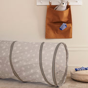 Kids Concept Star Grey Play Tunnel for imaginative indoor or outdoor adventures with easy setup and convenient storage. 