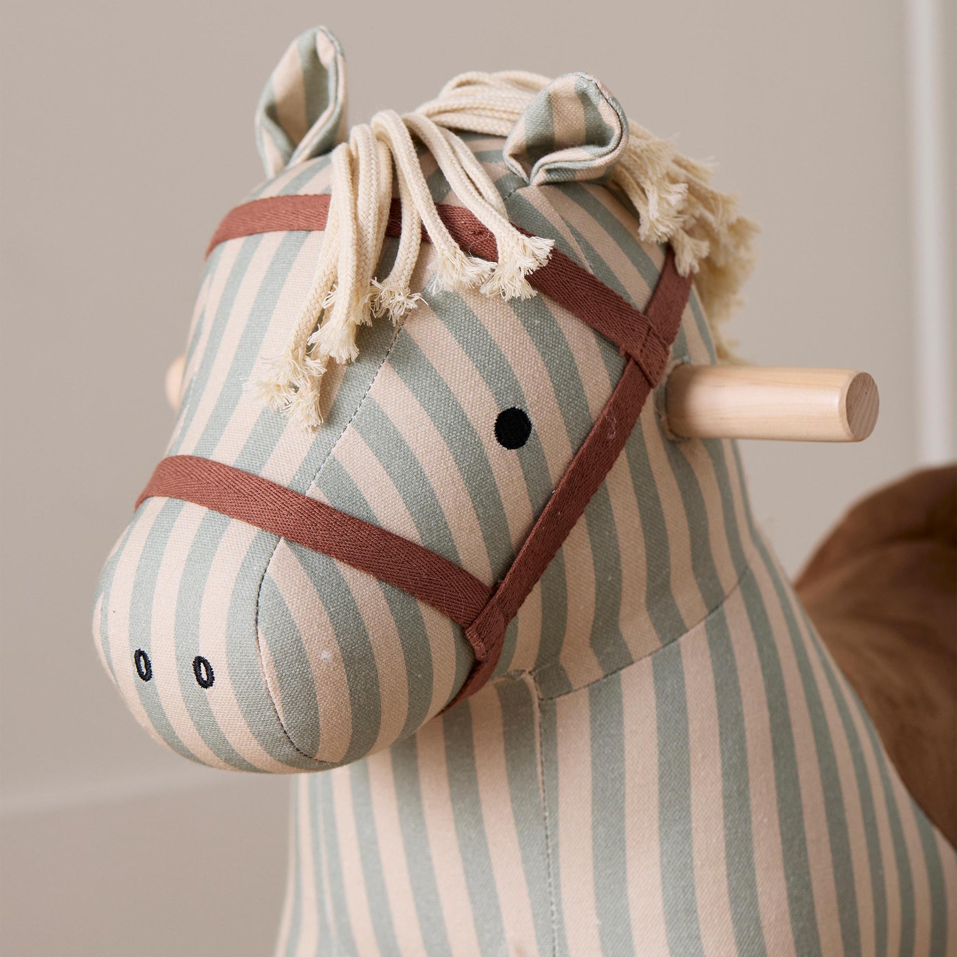 Kids Concept Rocking Horse - Blue Stripe close up