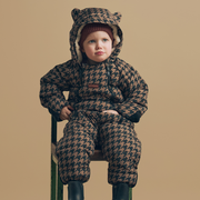 Toastie Quilted Snowsuit - Toffee Houndstooth