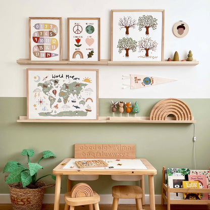 Kid of the Village World Map Fine Art Print - White