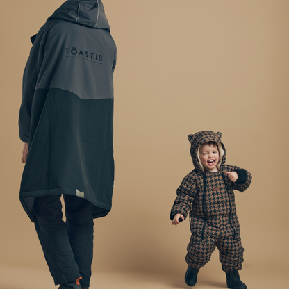 Toastie Quilted Snowsuit - Toffee Houndstooth