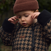 Toastie Quilted Snowsuit - Toffee Houndstooth
