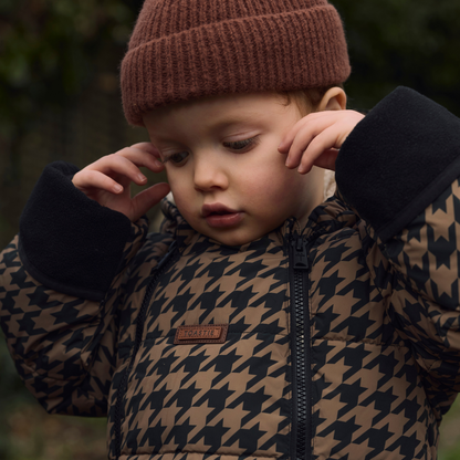 Toastie Quilted Snowsuit - Toffee Houndstooth