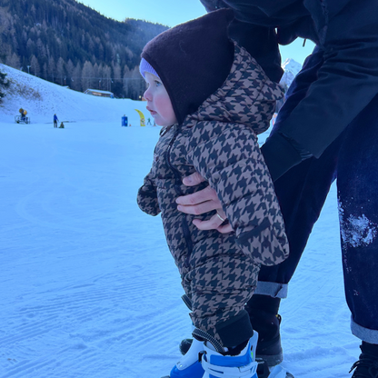 Toastie Quilted Snowsuit - Toffee Houndstooth