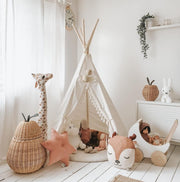 MiniCamp Boho Kids Teepee with Tassels - Ecru