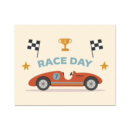 Kid Of The Village Race Day Fine Art Print - Red