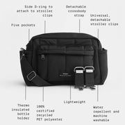 Finnson Freya Eco Oversized Stroller Organiser With Clips - Black