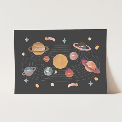 Kid of the Village Solar System Fine Art Print - Black