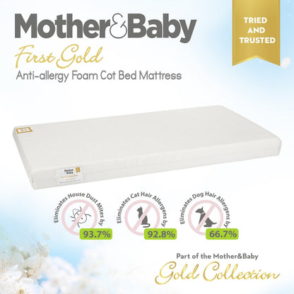 CuddleCo Mother&Baby First Gold Anti-Allergy Foam Cot Bed Mattress 140 x 70cm