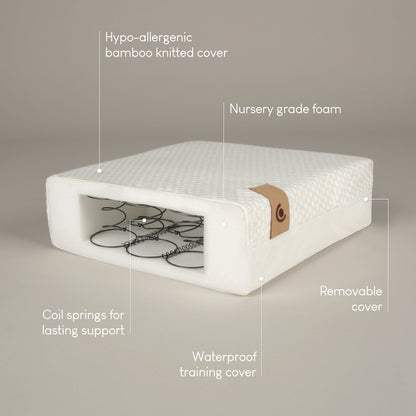 CuddleCo Harmony Hypoallergenic Bamboo Sprung Cot Bed Mattress 140 x 70cm