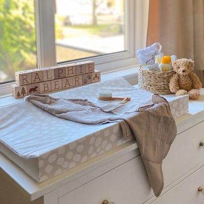 Scallop Anti Roll Wedge Baby Changing Mat - Neutral Beige