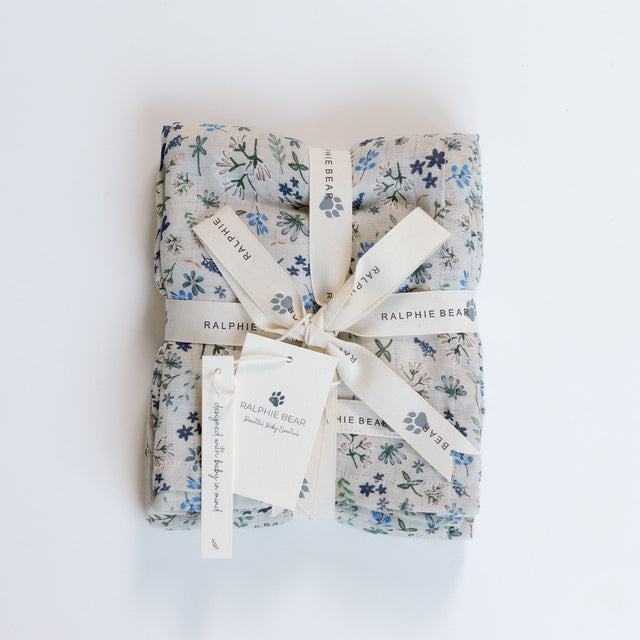 Ralphie Bear Large Muslin Swaddle - Wildflower