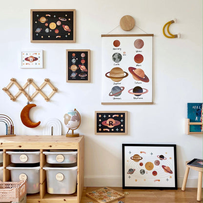 Kid of the Village Solar System Fine Art Print - Black