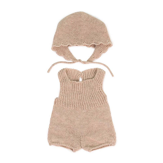 Miniland Beige Knitted Romper Dolls Outfit for 38cm doll