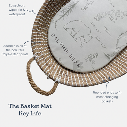 Ralphie Bear Changing Basket Mat Liner - Pears