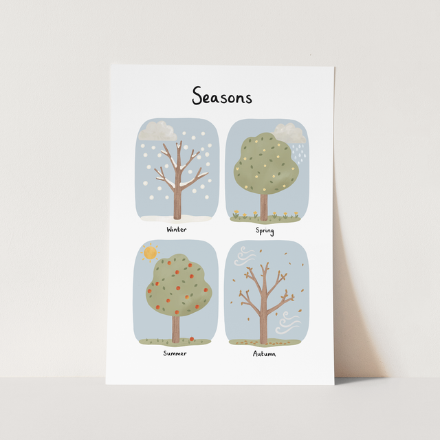 Kid of the Village Seasons Fine Art Print - Blue, White