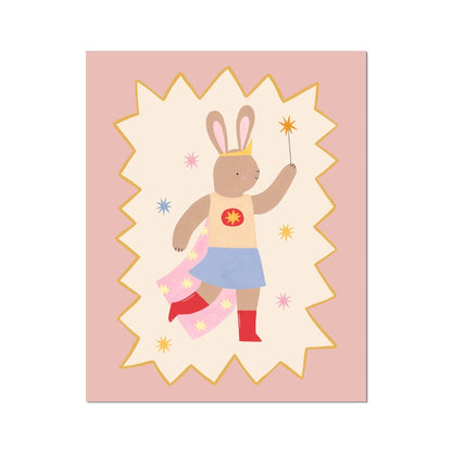 Kid of the Village Star Bunny Superhero Fine Art Print