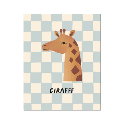 Kid of the Village Giraffe Fine Art Print - Blue