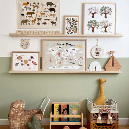 Kid of the Village World Map Fine Art Print - Stone