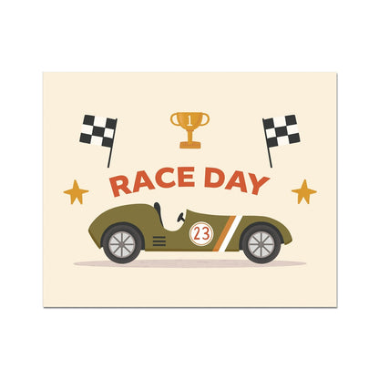 Kid Of The Village Race Day Fine Art Print - Green
