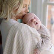 Ralphie Bear Large Muslin Swaddle - Gingham Beige