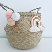 Bellybambino Macrame Rainbow Pom Pom Basket - Large