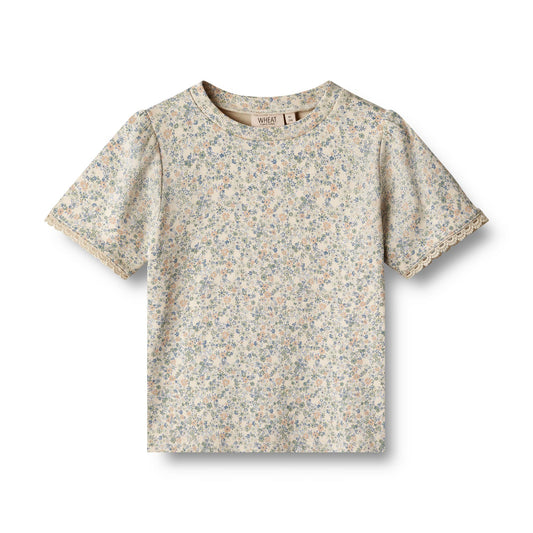 Wheat Iris Short Sleeve T-Shirt  - Sand Shell Mini Flowers