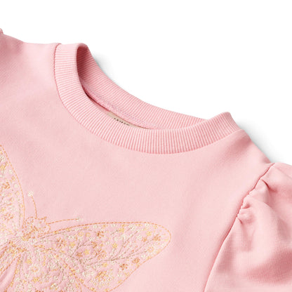 Wheat Sweatshirt Vega  Embroidery - Sugar Rose