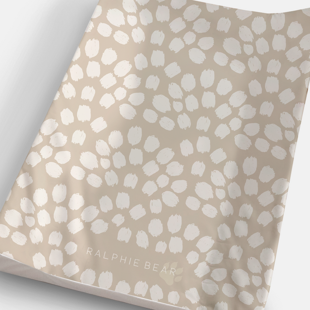 Scallop Anti Roll Wedge Baby Changing Mat - Neutral Beige