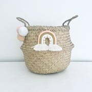 Bellybambino Macrame Rainbow Pom Pom Basket - Large