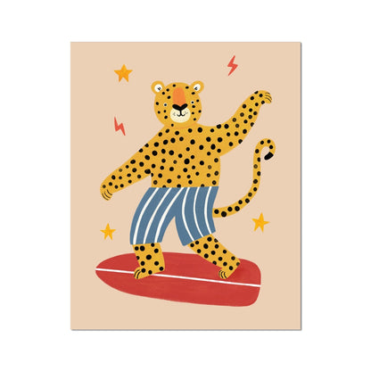 Kid of the Village Surf's Up Leopard Fine Art Print