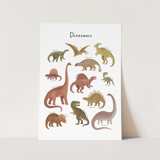 Kid Of The Village Dinosaur Fine Art Print - White