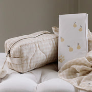Ralphie Bear Quilted Washbag - Gingham Beige