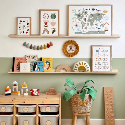 Kid Of The Village World Map Fine Art Print - Green