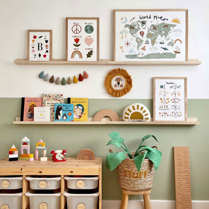 Kid of the Village World Map Fine Art Print - White