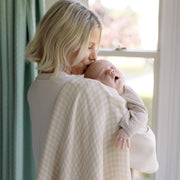 Ralphie Bear Large Muslin Swaddle - Gingham Beige
