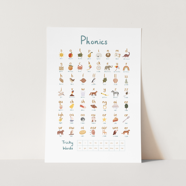 Kid of the Village Phonics Fine Art Print - Blue