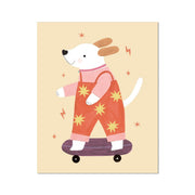 Kid of the Village Skater Pup Fine Art Print - Red