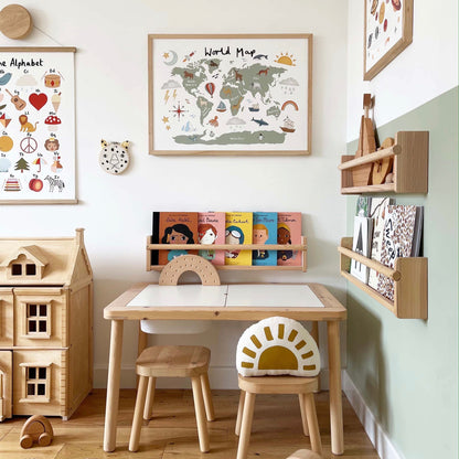 Kid Of The Village World Map Fine Art Print - Green