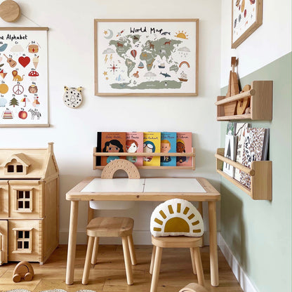 Kid of the Village World Map Fine Art Print - White