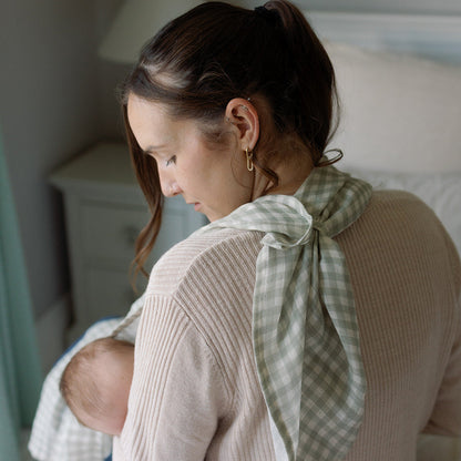 Ralphie Bear Large Muslin Swaddle - Gingham Sage