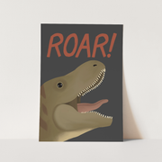 Kid of the Village Roar Dinosaur Fine Art Print - Black