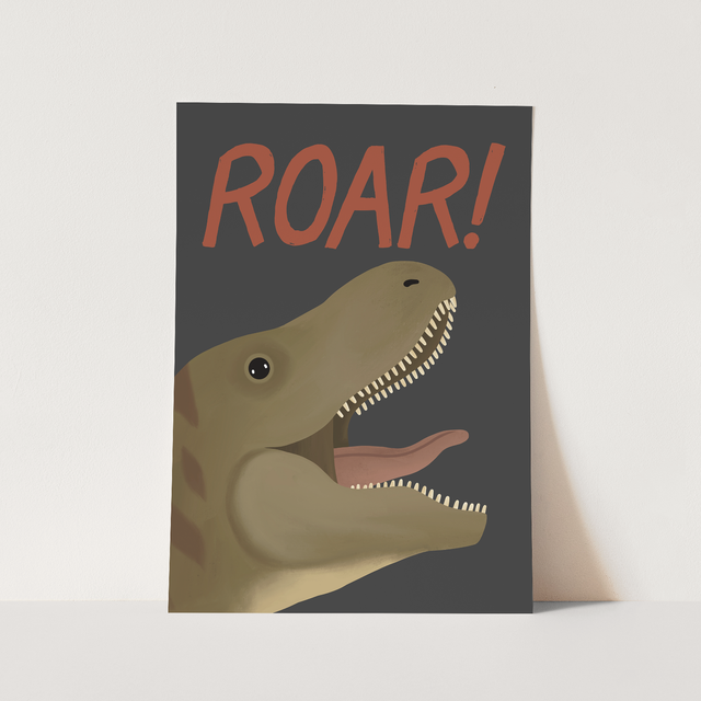 Kid of the Village Roar Dinosaur Fine Art Print - Black