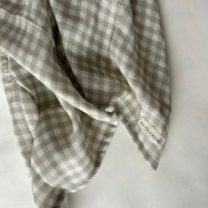 Ralphie Bear Large Muslin Swaddle - Gingham Sage