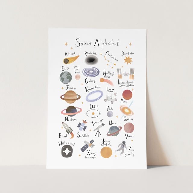 Kid Of The Village Space Alphabet Fine Art Print