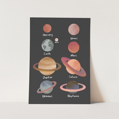 Kid of the Village Planets Fine Art Print - Black