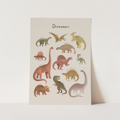 Kid of the Village Dinosaur Chart Fine Art Print - Stone